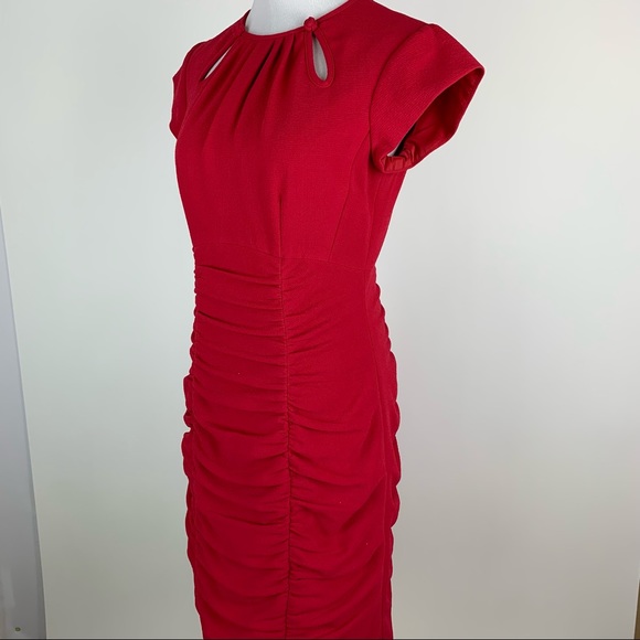 Nanette Lepore Pink Ruched Dress Sz 8 - Picture 10 of 13
